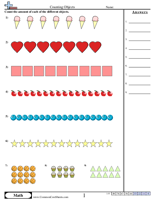 Counting Worksheets - Counting Rows worksheet